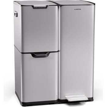 Klarstein Tiyo 3 в 1, кошче за отпадъци, 60 литра, подвижна кошница, плавно затваряне (KG28-I-60b-stainless) (KG28-I-60b-stainless)