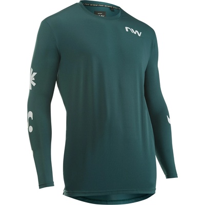 Northwave Мъжка фланелка с къс ръкав за колоездене Northwave Xtrail Jersey Long Sleeve Cycling jersey - Petrolium / White - размер XL (056-3994-0215)