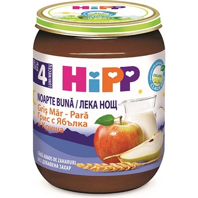 HiPP Био Млечна каша "Лека нощ" Грис, ябълка и круша 190 гр. - 4+ месеца
