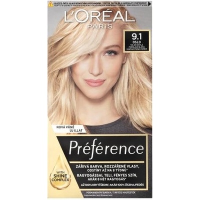 L'Oréal Préférence permanentní barva na vlasy 9,1 Oslo 60 ml