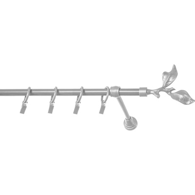 Rolmajster Kovová + Plast záclonová tyč 16 mm Matné striebro Jednoduchá 150 cm