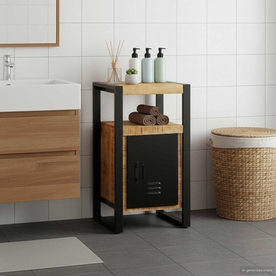 vidaXL Шкаф за баня Кафяво 40 x 35 x 75 см Солидно мангово дърво (4013607)
