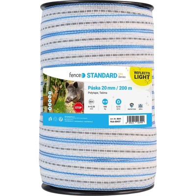 VNT electronics s.r.o. Reflexní páska pro elektrický ohradník, šířka 20 mm, bílo-modrá, délka 200 m