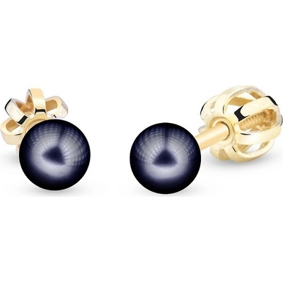 Zodiax zlaté náušnice s černou perlou 674