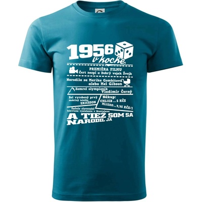 1956 v kocke tričko tmavý tyrkys