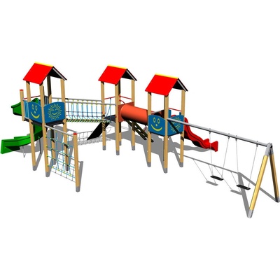 Playground System zostava so šmýkačkou, tobogánom a dvojhojdačkou 4U315D