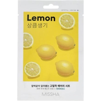 Missha Airy Fit Sheet Mask Lemon изсветляваща текстилна маска за лице 19 g унисекс