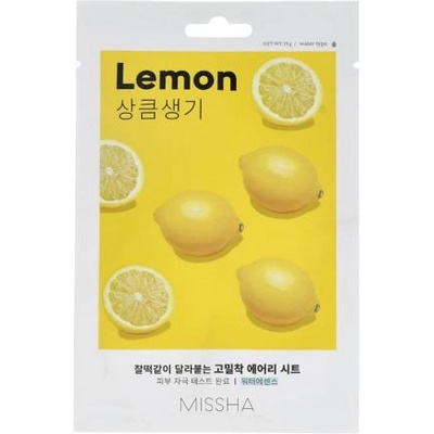 Missha Airy Fit Sheet Mask Lemon изсветляваща текстилна маска за лице 19 g унисекс