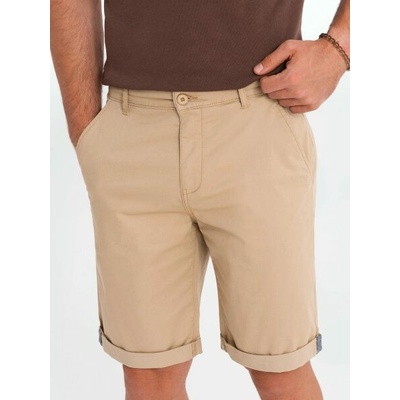 Pánske béžové chinos šortky s lemom V11 SRCS-0197