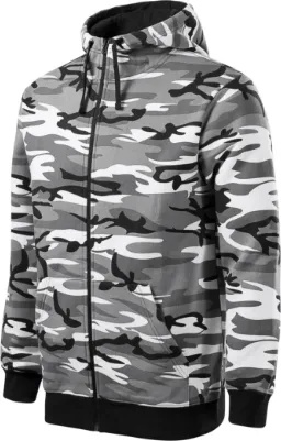 MALFINI Camo Камуфлажен суичър с цип, сив, 300 г/м2 (C19321)
