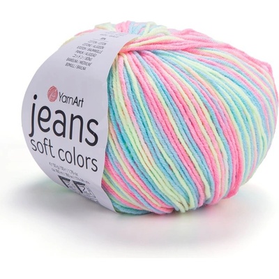 Yarn Art Jeans Soft Colors 6204 zelená, žlutá, růžová