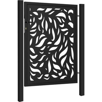 EKOfence Dizajnová bránka FLORA 1kr. 1000x1200mm čierna matná so plotový stĺpikmi 16184