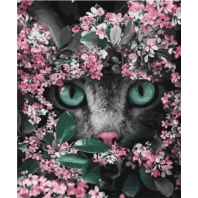 Norimpex - Puzzle Diamant painting: Kitten in flowers 30x40cm - 1 - 39 piese