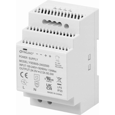 Napájecí zdroj na DIN lištu 24V 2,5A 60W YINGJIAO