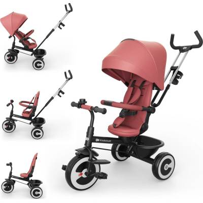 Kinderkraft Aston 2 PRO s odrážacou tyčou otočné sedadlo o 360° strieška ružová