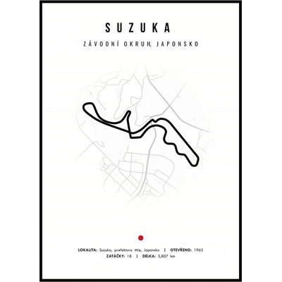 Jen tak z lásky Plakát Závodní okruhy Rozměr plakátu: 30 x 40 cm, Závodní okruh: Suzuka, Barevná varianta: Bílá