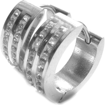 Steel Jewelry náušnice kroužky s kamínky z chirurgické oceli NS090219