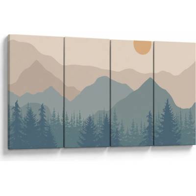 Obraz - Tyrkysové hory N⁰1, štvordielne 160x80 cm
