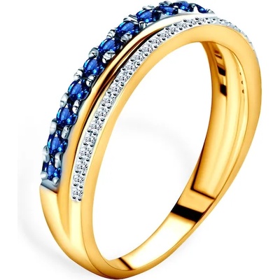 SAVICKI Пръстен Savicki: двуцветно злато, син сапфир, диаманти