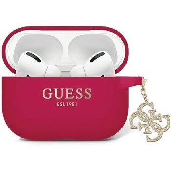 Guess Кейс Guess GUAP2LECG4M за AirPods Pro 2, лилав / магента, Liquid Silicone Glitter Triangle Charm (KXG0074081)