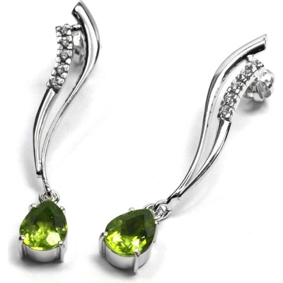 Klenoty Budín ručně vyrobené z bílého zlata s olivíny a diamanty J-28577-17