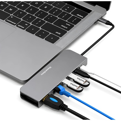 Plasico Computers USB хъб BE HD602, 6-портов, USB-C 3.2 Gen 2, HDMI 4K/60Hz, RJ-45, Сив (HD602)