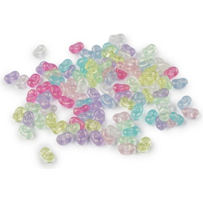 Stoklasa Plastové korálky peanut mix 4x6 mm Balení: 10 g, Varianta: 1 multikolor transparent 1 multikolor transparent