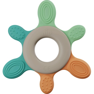 Nip Nature Play kousátko chladící kroužek orange turquoise green