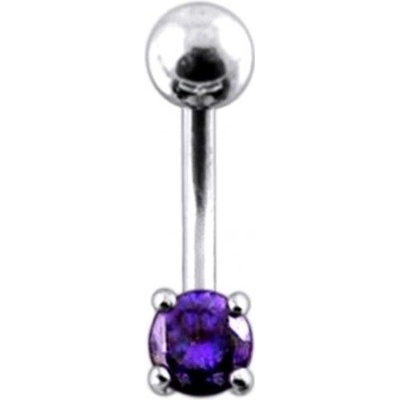 S4U Stříbrný piercing do pupíku, zirkon (tmavě fialová) BP01027-A