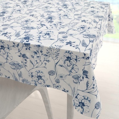 Biante Dekorační čtvercový ubrus PML-060 Modré luční kvítí na bílém 110x110cm