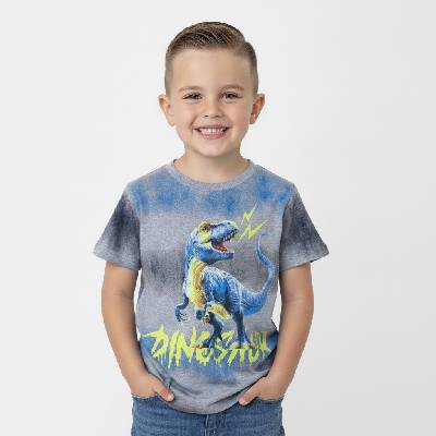 dětské tričko s dinosaurem šedá