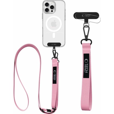 Šňůrka na krk Tech-Protect C6S Crossbody popruh na mobil 2v1 růžový – Zboží Mobilmania