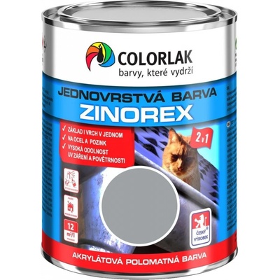 Colorlak Zinorex S2211 Základní antikorozní barva 2v1 600 ml okenní šedá polomat