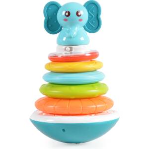 Huanger Музикална играчка Huanger - Слонче, с рингове (109238)