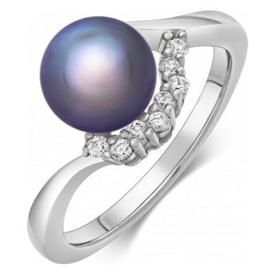 Sofia stříbrný prsten s tmavou perlou AEAR3396Z BKFM R