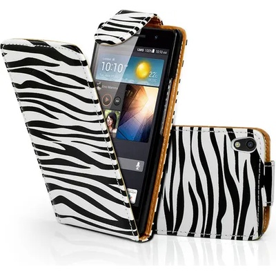 Huawei Ascend P6 Zebra Style Flip Калъф + Протектор