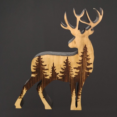 Amadea dřevěná dekorace jelen masivní dřevo 166 x 134 cm český výrobek