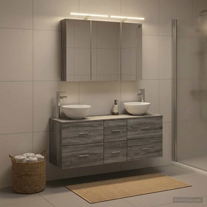 vidaXL Комплект мебели за баня 4 бр. Сив Сонома (3406700)