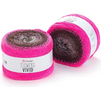 Yarn Art Flowers Vivid 501, světle šedá, hnědá, neonově růžová