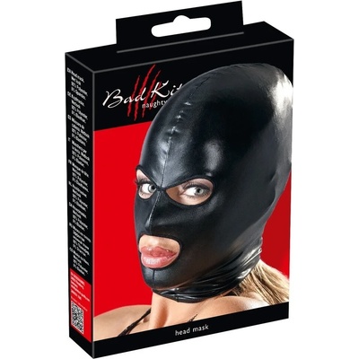 Фетиш маска с отвори за очите и устата - Mask Black 2 (BADKIT0161)