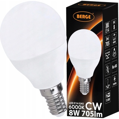 Milio LED žiarovka G45 E14 8W 705 lm studená biela