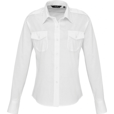 Premier Workwear dámská pilotní košile s dlouhým rukávem PR310 White