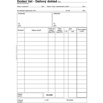 Baloušek Tisk PT130 Dodací list, daňový doklad A6 – Zboží Dáma