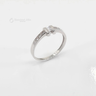 Jemný zlatý prsten se zirkony 682 bílé zlato