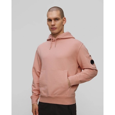 C.p. Company Cotton Diagonal Fleece Resist Dyed hooded Lens růžová