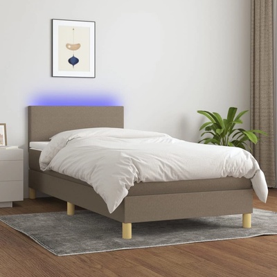 vidaXL Боксспринг легло с матрак и LED, таупе, 100x200 см, плат (3133537)
