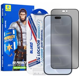 Blueo Стъклен протектор за iPhone 18 Pro - Anti-Peep Privacy Glass with Applicator Pro - Blueo - Черен