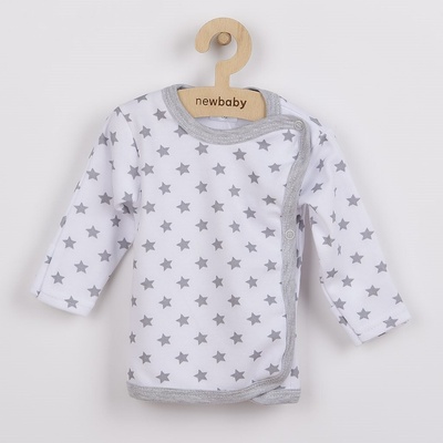 New Baby Dojčenská košieľka Classic II sivá s hviezdičkami