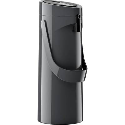 emsa 515706 Ponza pump vacuum jug, thermos bottle, 1.9l filling volume, insulated cup, pressure lever, removable drip tray, anthracite