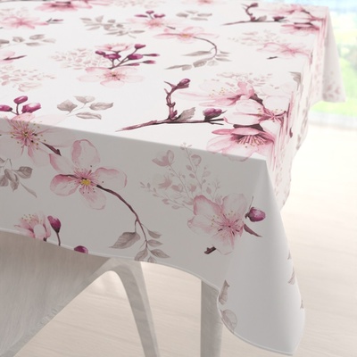 Biante bavlna čtvercový ubrus Sandra SA-583 Růžové květy s větvičkami na bílém 60x60 cm